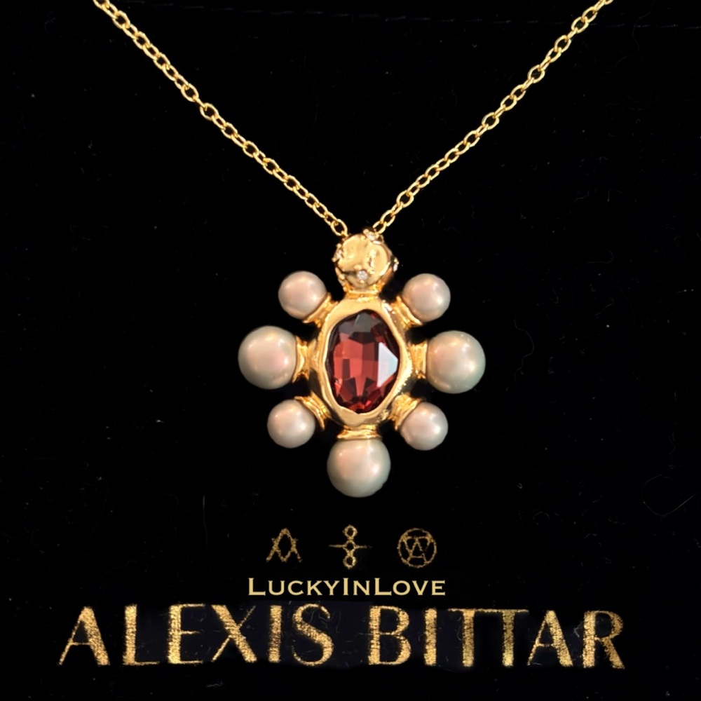 ALEXIS BITTAR • Byzantine Faux Pearls Auburn CZ Nano Crystal Pendant Necklace